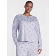 thumbnail image 2 of Joyspun Women's Cozy Lounge Collection Hacci Long Sleeve Henley Sleep Top, Sizes XS to 3X, 2 of 6
