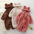 thumbnail image 5 of GYRATEDREAM Newborn Jumpsuits Baby Bear Ear Snowsuits Infant Fleece Zipper Hooded Romper Warm Outwear, Beige 18-24 Months, 5 of 13