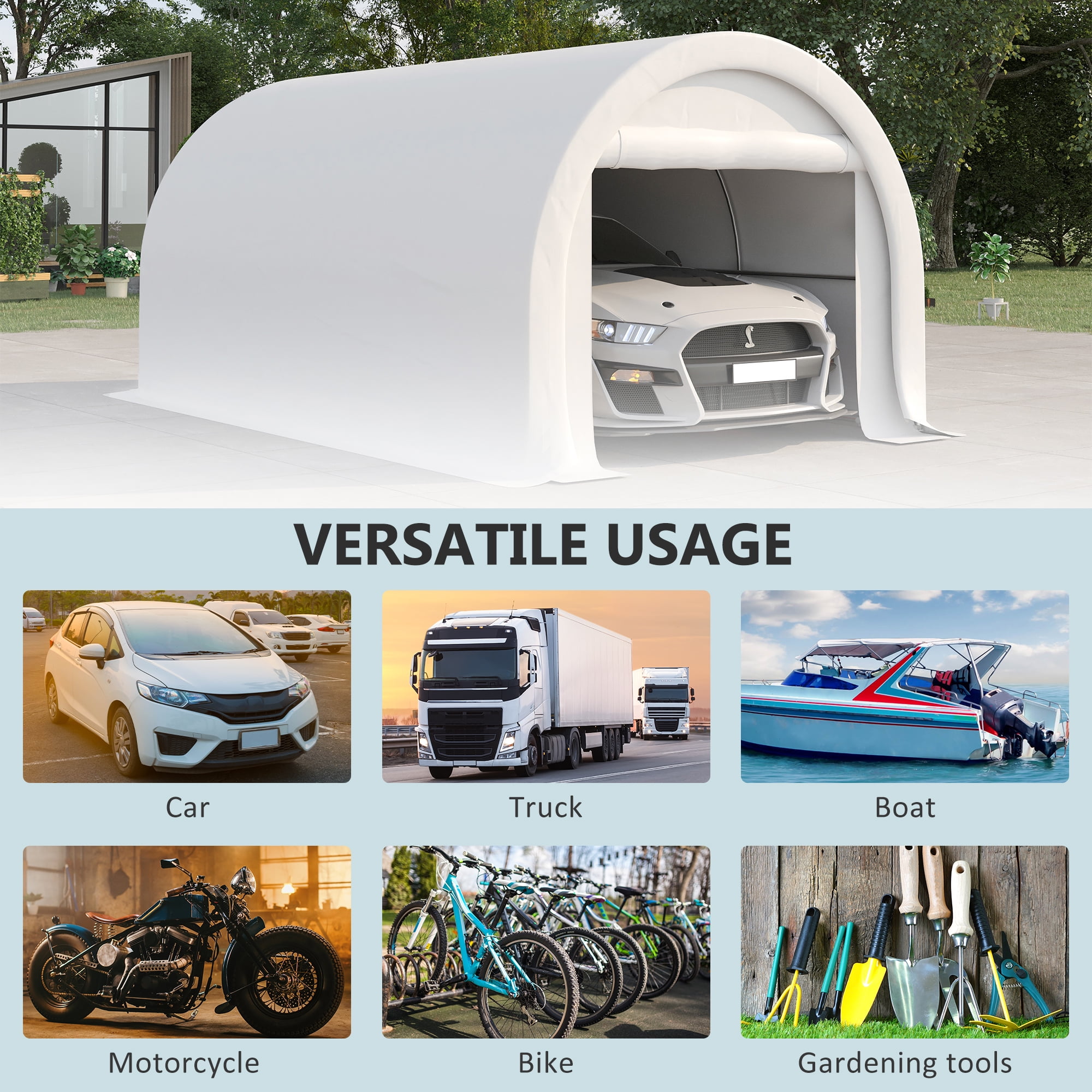 Outsunny Storage Tent 10’ x 16’ x 0’ White Carport