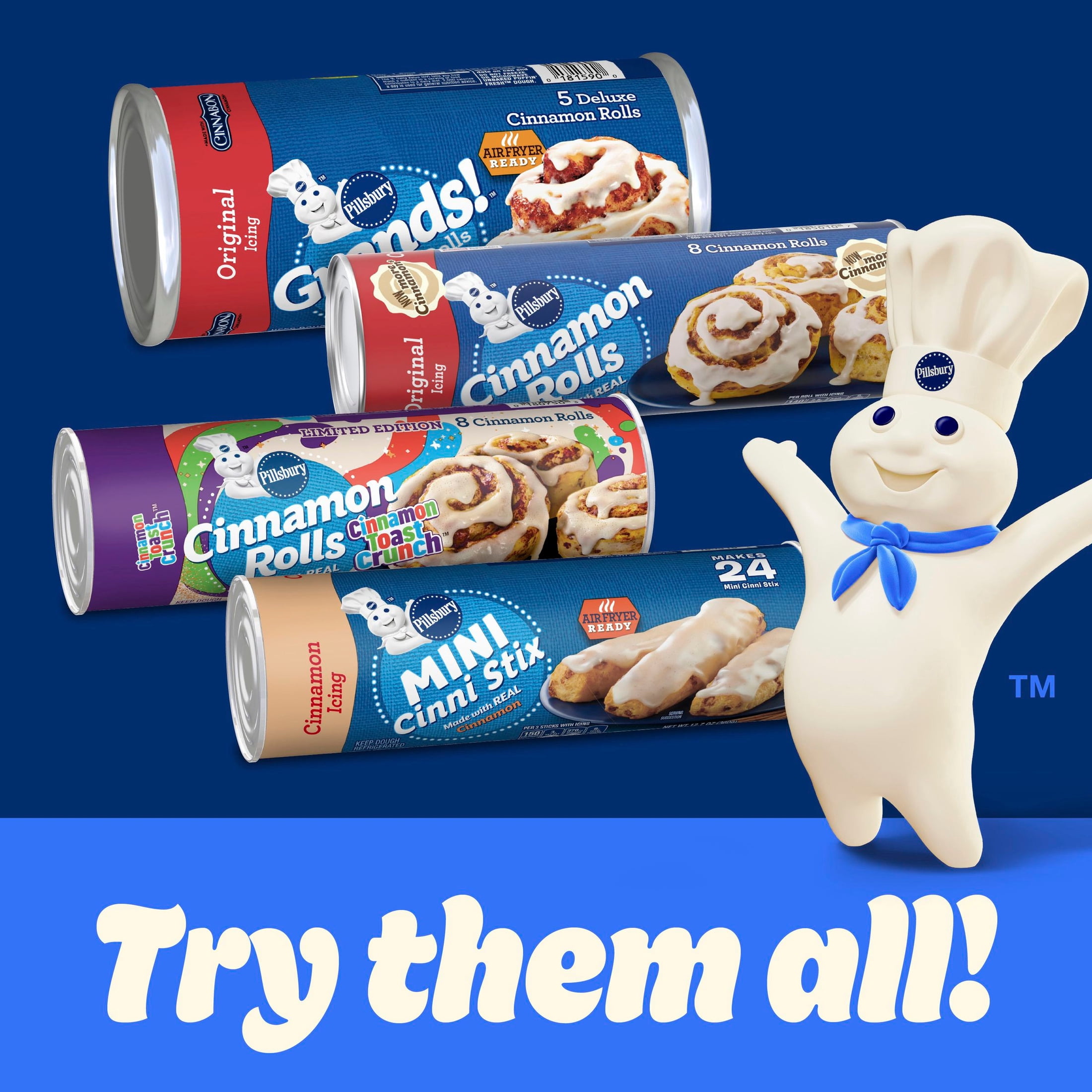 Pillsbury Cinnamon Rolls with Original Icing, Refrigerated Canned Pastry Dough, 8 Rolls, 12.4 oz