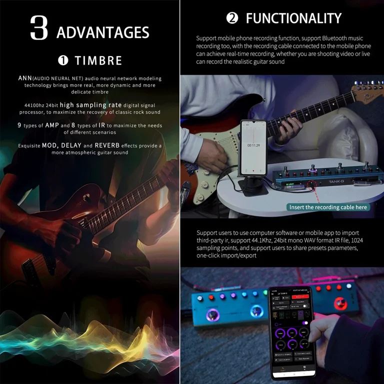 M-vave Tank-G Rechargeable Multi Effects Pedal 36 Presets,9 Preamp 