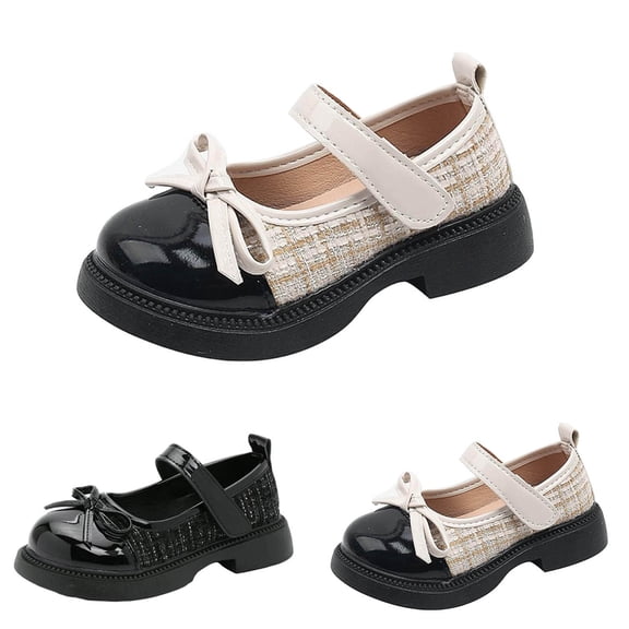 Sweet Princess Girls Bow Accent Mary Jane Shoes Elegant Tweed Dress Flats with Soft Cushioned Sole, Ideal for Recitals Performances & Parties Black 2 Big Kids(36)