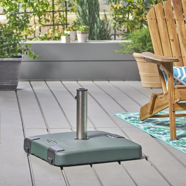 Outdoor 119lb Concrete Square Umbrella Base with Stainless Steel Collar