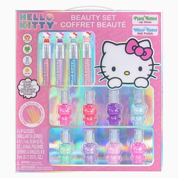 Set de maquillaje Townley Girl Hello Kitty, esmalte de uñas y brillo de labios