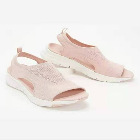 

sandals big yards of leisure sports shoes fly flat knit fish mouth shoes