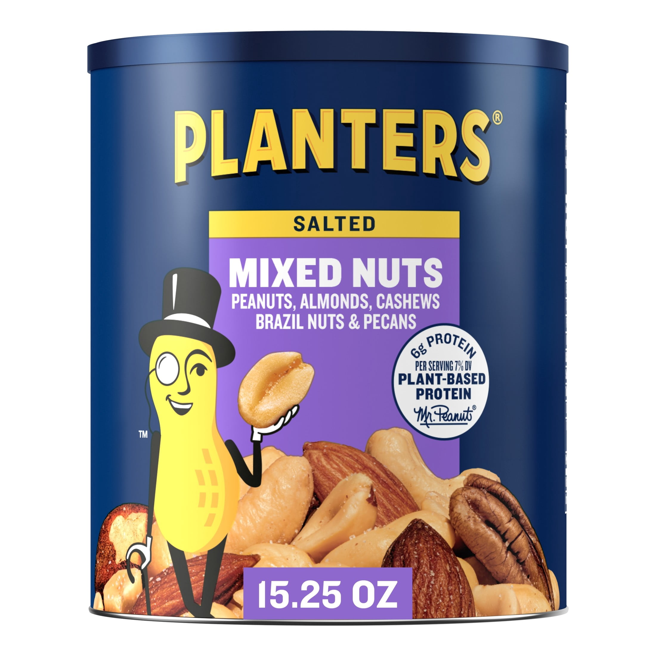 as know as de wan ＮダンガリーＭＩＸＳＨ PLANTERS, Salted Mixed Nuts, 15 oz Canister, Classic Snack
