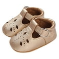thumbnail image 2 of ZHOGXU Children Boys Girls Summer Shoes Flat Bottom Non Hollow Out Solid Color Comfortable Breathable Shoes For Casual Daily Wear,Gold,6-12 Months, 2 of 9
