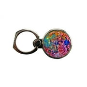 Colorful Moon Round Ring - Phone Holder Stand in Silver