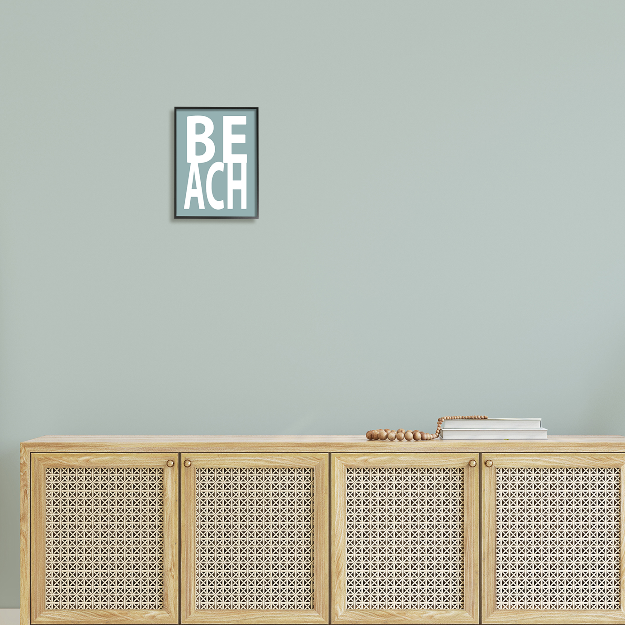 Stupell Beach Turquoise Text Phrase Landscape Painting Black Framed Art Print Wall Art
