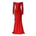 thumbnail image 6 of Baqcunre Wedding Guest Dresses For Women Women High Split Long Formal Evening Dress Maxi Party Gown Sleeve Slit Dress Prom Long Dress Homecoming Dresses Formal Dresses For Women Red Dress XL, 6 of 6
