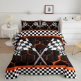 thumbnail image 1 of Erosebridal Sport Racing Checkered Bedding Toddler Comforter Set, Orange Down Comforter, Chic Honeycomb Decor, Ultra Soft 2pcs, 1 of 8