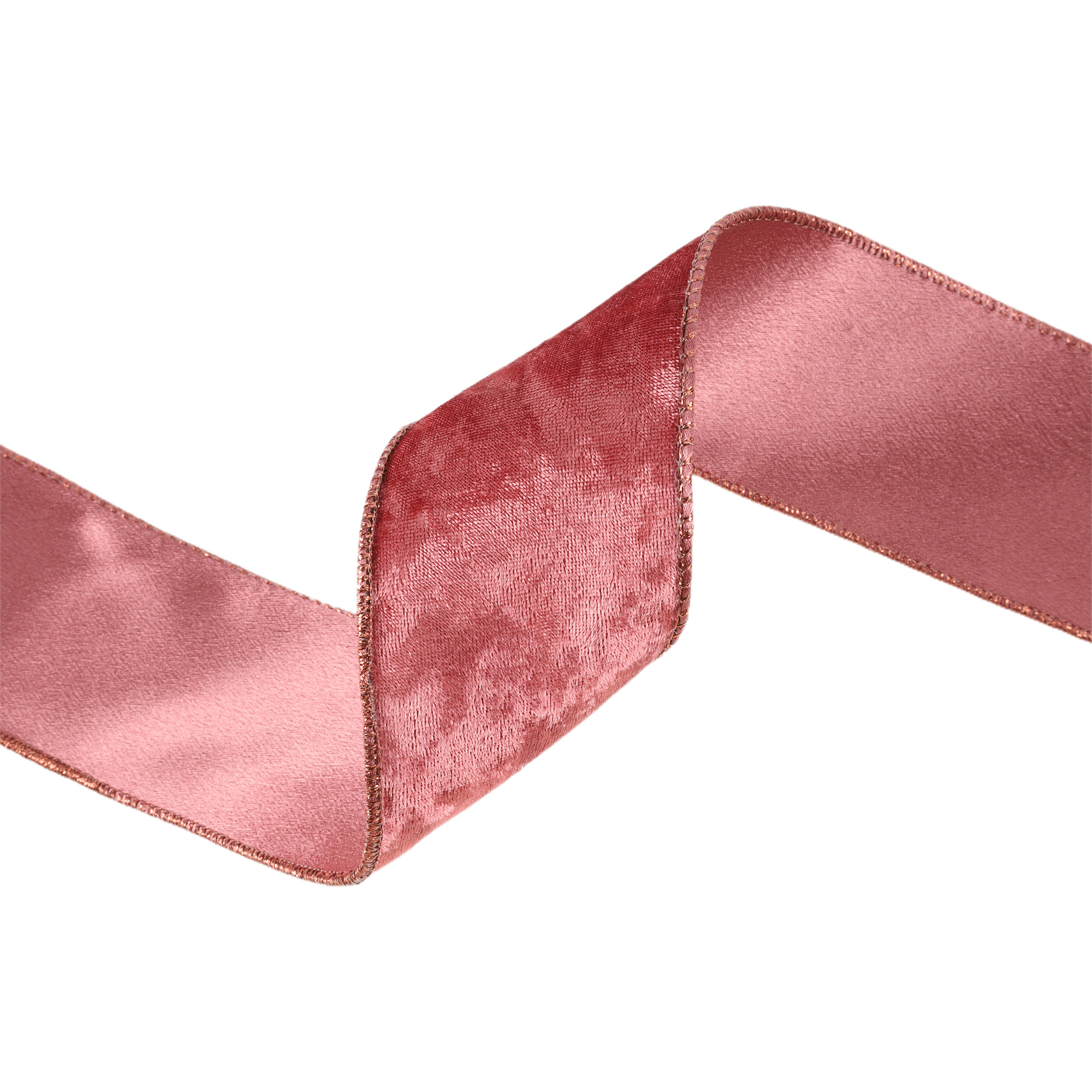 LaRibbons 2 1/2" Reversible Frosted Velvet Wired Ribbon, Rose/Rose, 10 Yard Roll