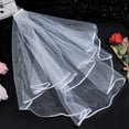 thumbnail image 4 of 2 Pcs Polyester Bridal Veils with Hair Comb White Lace Wedding Edge Veil Bridal Veils with Hair Clip for Women Party, 4 of 7