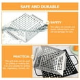 thumbnail image 5 of Vegetable Grill Basket Large Non Grid Pan Stainless Steel Perforated Grill Topper for Grilling Veggies Seafood Meats Chicken Silver, 5 of 6