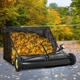 thumbnail image 3 of Lumiparty 44" Tow-Behind Lawn Sweeper, Heavy Duty Leaf & Grass Collector with Adjustable Sweeping Height & Dumping Rope, Black, 3 of 10