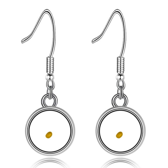 Uloveido Fashion Real Mustard Seed Round Pendant Earrings Stainless Steel Fish Hook Dangle Earrings for Women Y582 (Round)