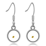 Uloveido Fashion Real Mustard Seed Round Pendant Earrings Stainless Steel Fish Hook Dangle Earrings for Women Girl Y582 (Round)