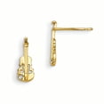 thumbnail image 1 of 14K Yellow Gold Madi K CZ Children's Violin Post Earrings, 1 of 1