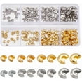 thumbnail image 1 of 200 cuentas de engarce de 8 estilos, 4/5,5/6,5/8 mm, chapadas en oro de 18 quilates, de acero inoxidable 304, con nudos, semicirculares y abiertas., 1 of 6