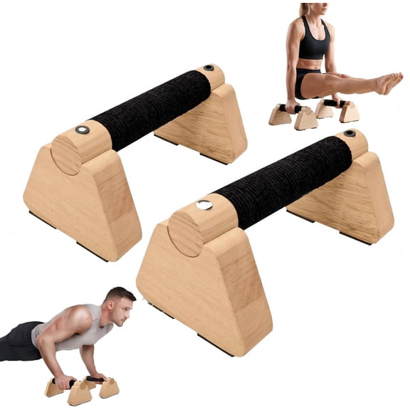 ZHANGJIA Parallettes Bars - Wooden Calisthenics Equipment for Handstand Training, Push Up Bars & Calisthenics Bar - Handstand Blocks and Pushup Handles for Men