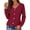 Brown Red, variant on Tops for Women V Neck Long Sleeve Blouses Eyelet Casual Fall Shirts Trendy