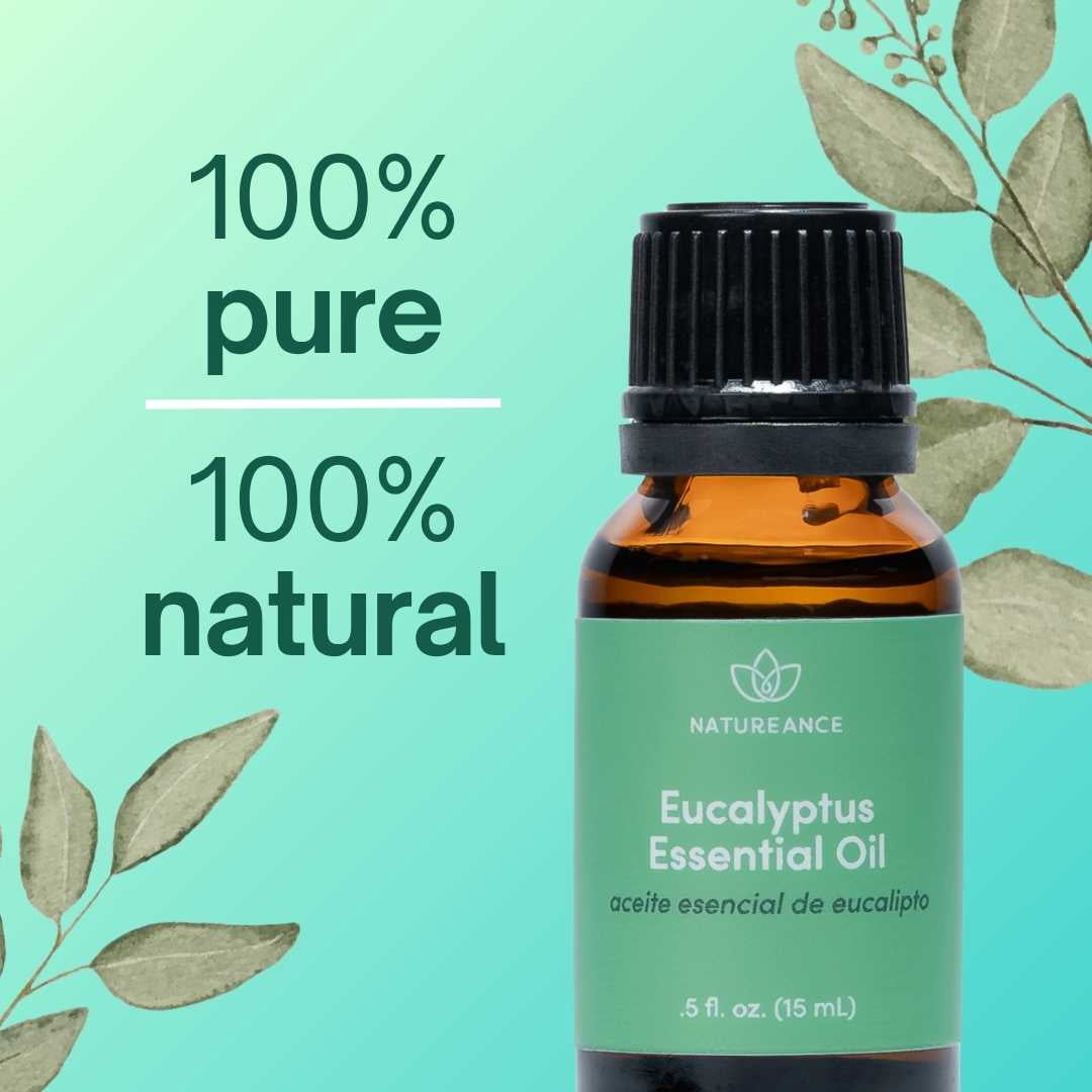 Natureance Eucalyptus Essential Oil (0.5 oz) - 100% Pure and Natural, Therapeutic Grade Essential Oil