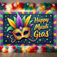 thumbnail image 5 of Colorful Feathers Mardi Gras Banner Golden Mask Carnival Backdrop Bead Necklace Star Pattern Festive Background for Mardi Gras Festival Carnival Party Holiday Gathering, 5 of 9