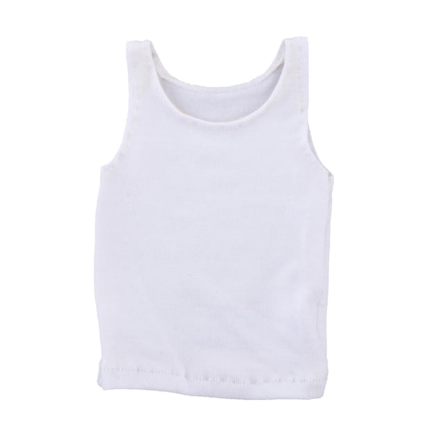 Camiseta sin mangas para hombre, accesorio de ropa en miniatura para muñeca de 12 pulgadas, escala 1/6 Blanco