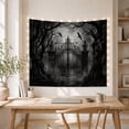thumbnail image 5 of Monochromatic Overgrown Environment with Ornate Wrought Iron Gate, Spooky Gothic for Gothic Decor Fans, Dark Art Decor, Halloween Gift, Tapestry Wall Hanging for Bedroom and Dorm, 5 of 7