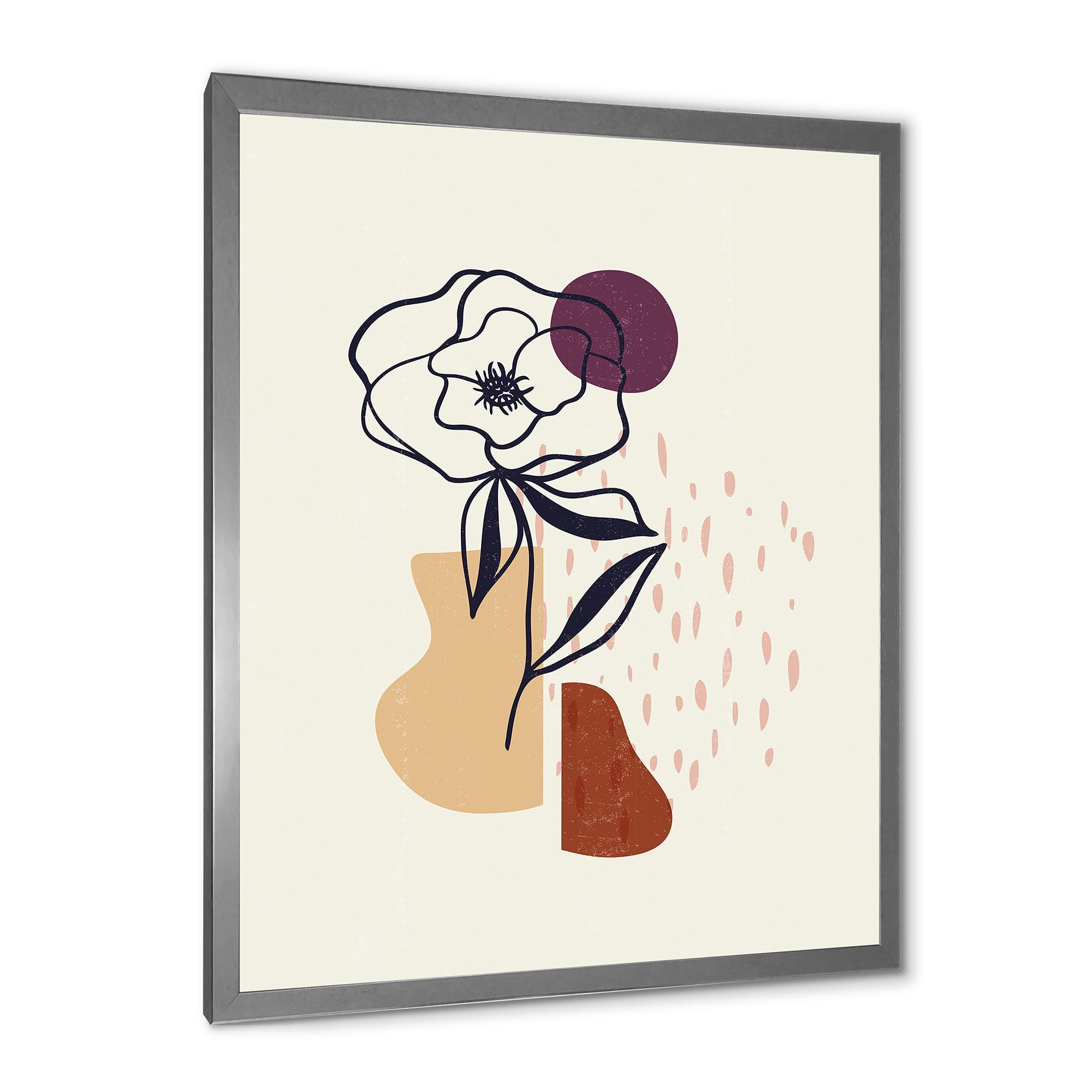 Designart 'Minimalist Shapes With Ancient Flower I' Modern Framed Art Print