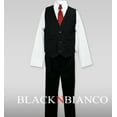 thumbnail image 3 of Boys Pinstripe Suit in Black with Matching Dark Red Burgundy Tie, 3 of 4