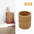 thumbnail image 5 of Paquete de 2 portalápices de ratán hecho a mano organizador de bolígrafos Boho accesorios de escritorio portavasos accesorios de escritorio soporte estético para escritorio lindo, 5 of 5