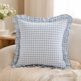 thumbnail image 4 of Blue Checkered Pillow Cover, Ruffled Frill Decorative Cushion Case for Sofa, Bed, Chair, Bedroom, Living Room and Cottage Home Decor, 4 of 7