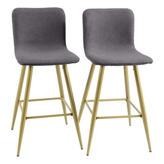 FurnitureR 26 IN Upholstered Metal Frame Bar Stool (Set of 2)