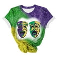 thumbnail image 3 of DeHolifer T-shirts for Women Plus Size Short Sleeve Mardi Gras Printed Round Neck Tee T-shirts Loose Casual Fashion Blouse Tops Multicolor 3XL, 3 of 4