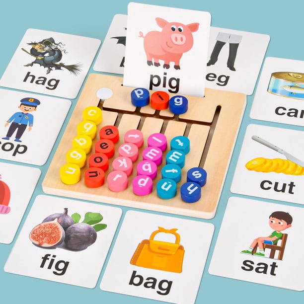 Juguetes educativos de madera para niños y niñas de 5 a 12 años, tarjetas de palabras a la vista, juego de mesa para niños de jardín de infantes, regalos de cumpleaños para niños de 5 años en adelant JAMW Sencillez