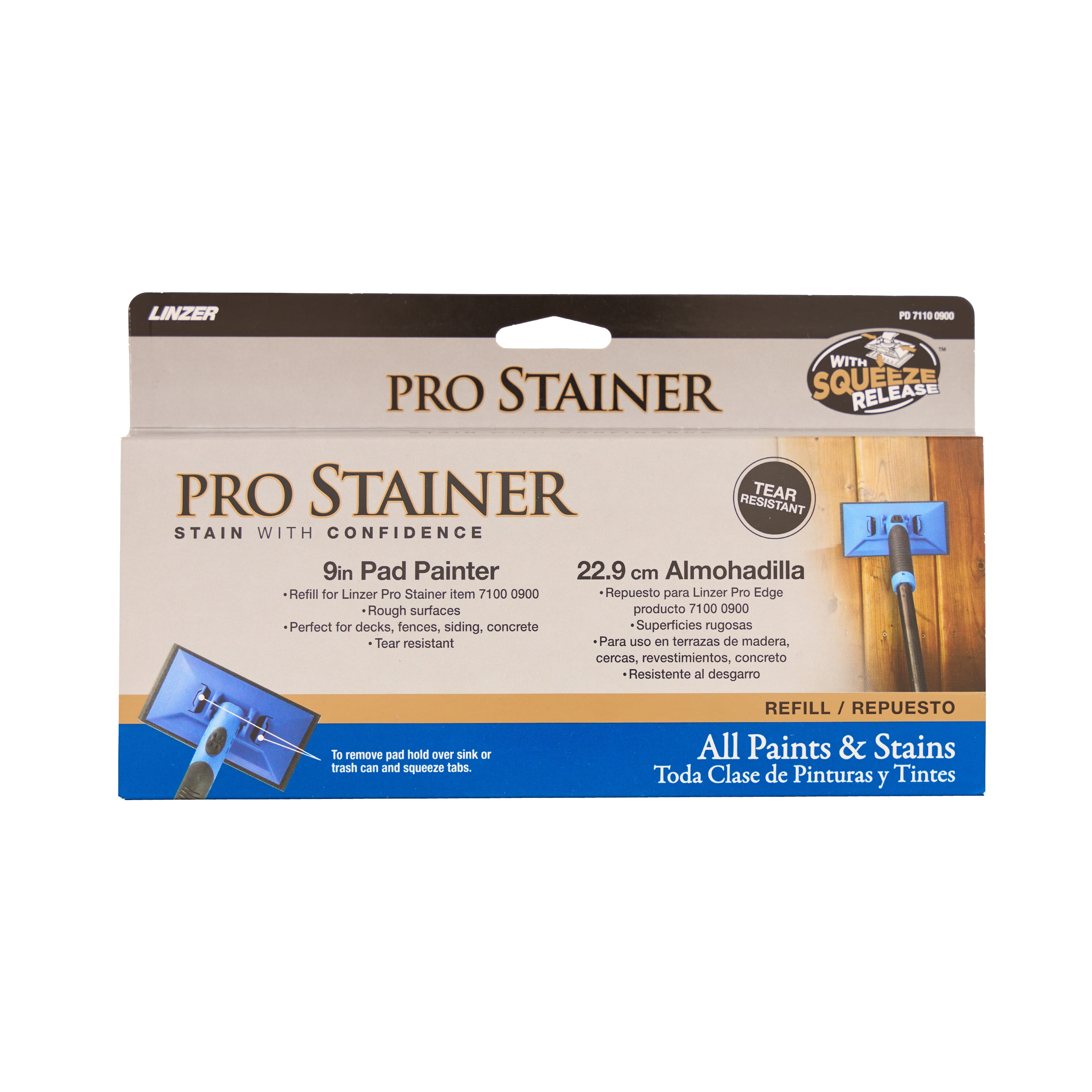 (2 pack) Linzer PRO STAINER 9" Stain Pad Refill for All Stains on Rough Outdoor Surfaces