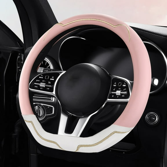 Non-Slip Silicone Steering Wheel Cover - Thin Grip Handle Protector for Safe Driving All Year​​(Pink)