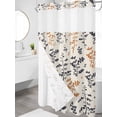 thumbnail image 3 of No Hook Shower Curtain with Snap-in Liner, Orange Grey Botanical Waterproof Fabric Bathroom Curtains, Rustic Country Spring Floral Summer Leaf Bath Curtains & Mesh Top Window Narrow 36"x78", 3 of 9