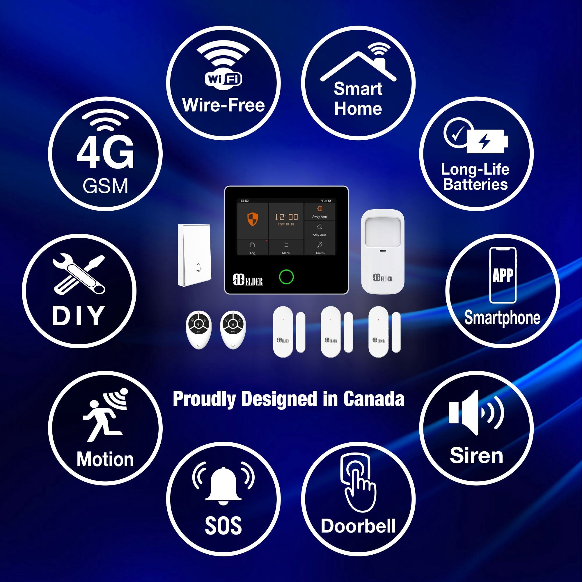 Home Alarm System Security Wireless Smart 8-Piece Kit DIY, WiFi & 4G Touch Panel, Doorbell, Motion & Door Alarm Sensor Security, Smart Home Burglar Alarm System & Business Security, Elder Brand