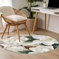 thumbnail image 4 of White Magnolia Blossom Round Area Rug 3.3Ft Washable Circle Rugs for Dining Room Table, Spring Floral Flowers Farmhouse Non-Slip Carpet Floor Mats Indoor Outdoor Carpet Runner Aesthetic Home Decor, 4 of 8