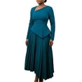 thumbnail image 1 of Women's Fall Wrap Maxi Dress High Waist Pleated Party Cocktail Ruffle Long Dress, 1 of 3