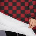 thumbnail image 3 of Oversized Wearable Blanket Hoodie,Red Black Checkered Pattern Sherpa Blanket Hoodie with Super Pockets,Super Warm Fuzzy Pullover for Women & Men, 3 of 6