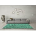 thumbnail image 3 of Ahgly Company Machine Washable Indoor Rectangle Solid Turquoise Blue Modern Area Rugs, 7' x 9', 3 of 4