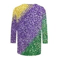 thumbnail image 4 of Mardi Gras Shirts for Women 3/4 Sleeve Crew T-Shirt Sequin Sparkly Blouses Funny Holiday Outfits Fat Tuesday Tshirt Mask Graphic Tees Spring Fashion Outfits Trendy Clothes 2026, 4 of 6