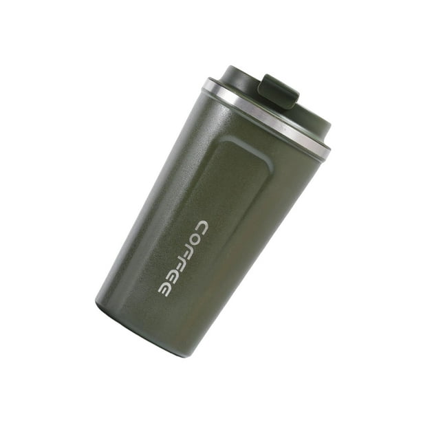 Bewildely Taza de café portátil con tapa, taza para beber, termo de jugo multiusos de acero inoxidable, botella de agua térmica al vacío, viaje Juegos de servir café y té Verde Bewildely HA065916-02