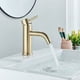 thumbnail image 3 of Grifo monomando para lavabo de baño con acabado cepillado dorado y núcleo de cobre, para agua fría y caliente, 3 of 5