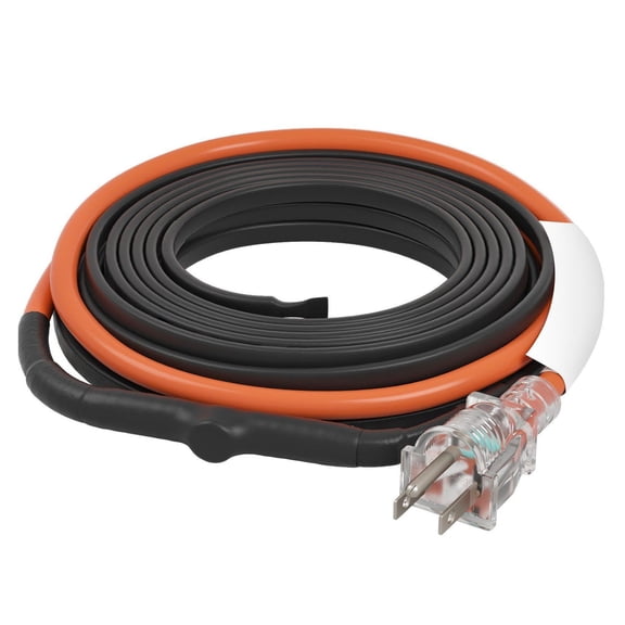 Pipe Heating Cable 15FT 5W/FT with Thermostat - Self-Regulating Heat Tape for Freeze Protection, RV, Outdoor Faucets, Copper & PVC Pipes
