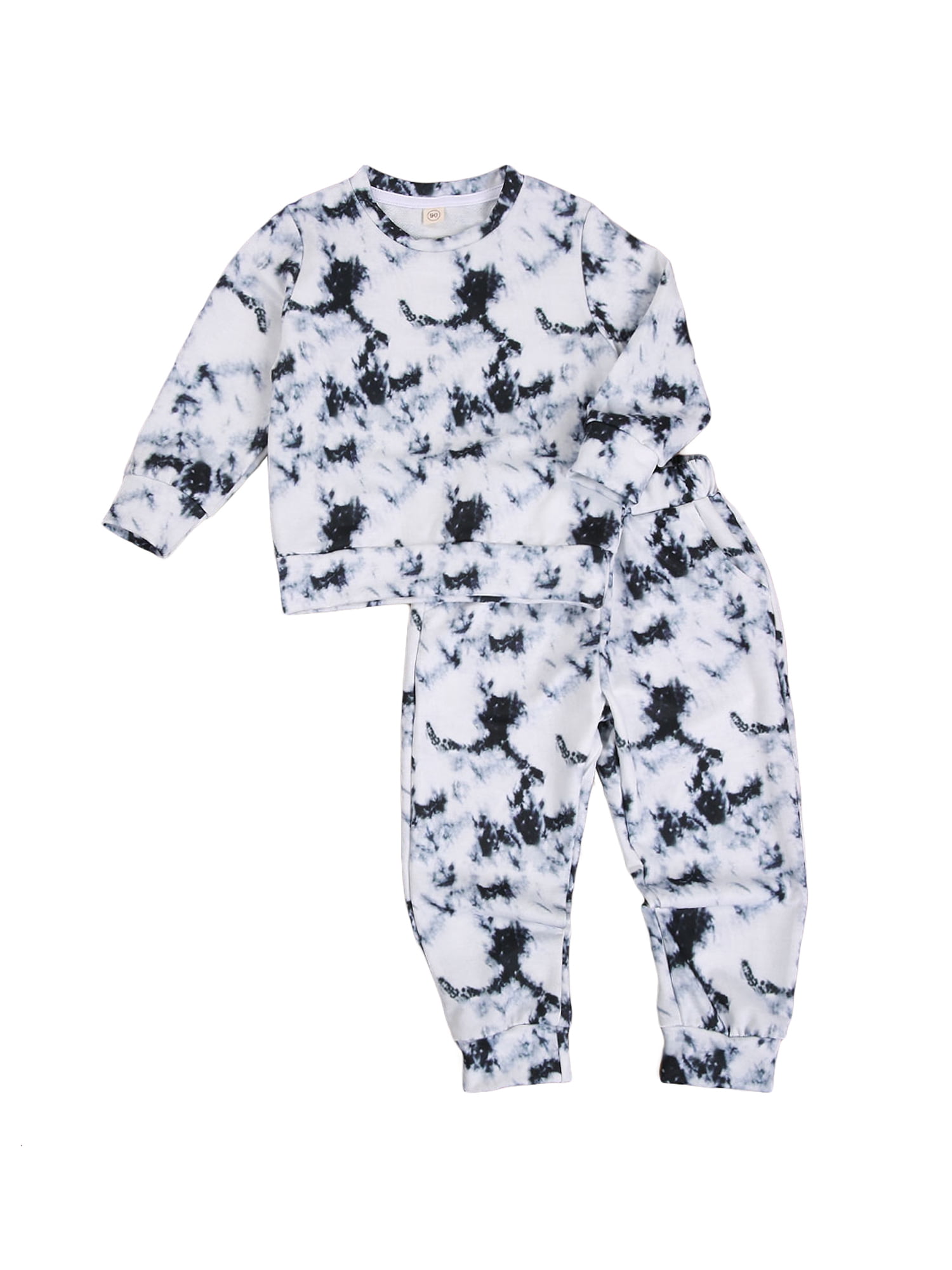 Baby Boys Tiedye Clothes Set, Toddler Long Sleeve Oneck Tops + Long
