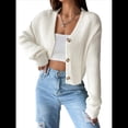 thumbnail image 2 of Suéter Tipo Cárdigan de Punto Suave con Cuello en V y Botones Delanteros de Larga para Mujer XL, 2 of 9